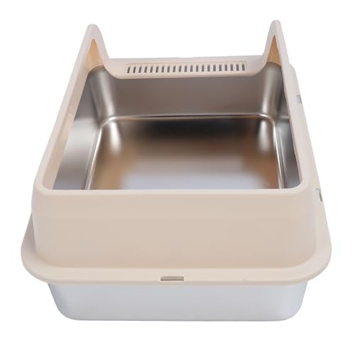 Aço inoxidável Cat Litter Box High Sided Durable Anti Splashing Open Top Metal Kitty Litter Bandeja