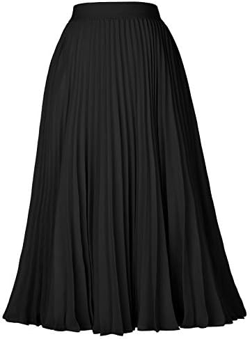 Kate Kasin High Waist Pleated Midi Skirt Casual Summer Skirt Black Size M KK659-3