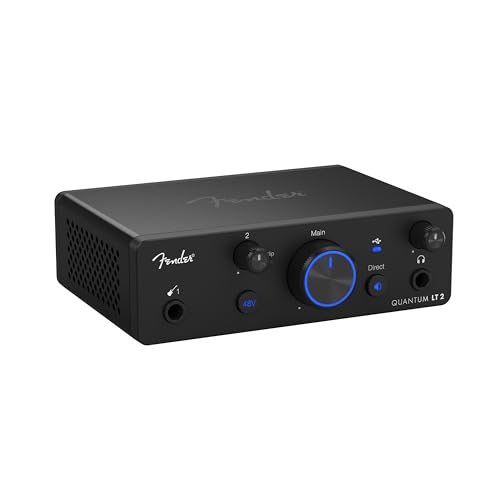 Image of Fender Quantum LT2 USB Audio Interface, for Guitarist, Vocalist, or Producer. Includes easy to use software, Fender Studio app, Amp and FX pack to create Studio Quality recordings. PC /Mac | 2-In /2-Out USB-C, Max-HD Mic Preamp, Fender Hi-Z Instrument Input, 24-Bit /192 Khz, Fender Studio Trial and Amp and Fx Pack