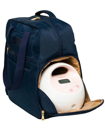 Sarah Wells Kelly Breast Pump Backpack & Tote - Insulated Pocket, Laptop Sleeve & Easy-Clean Design, Fits All Pumps, Diaper Bag for Moms (Indigo)