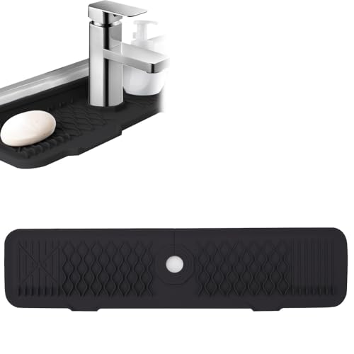 DONGKER Paraspruzzi per Lavello da Cucina, Tappetino per Rubinetto in Silicone Inclinato Dietro il Rubinetto per Gadget Accessori per Lavello del Bagno della Cucina