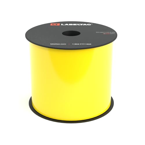 LabelTac LTPX High Performance Weatherproof 10-Year Vinyl Label Supply, Industrial Label Tape for LabelTac 4 & Pro X Printers, Durable Facility & Warehouse Label Material - Yellow, 4