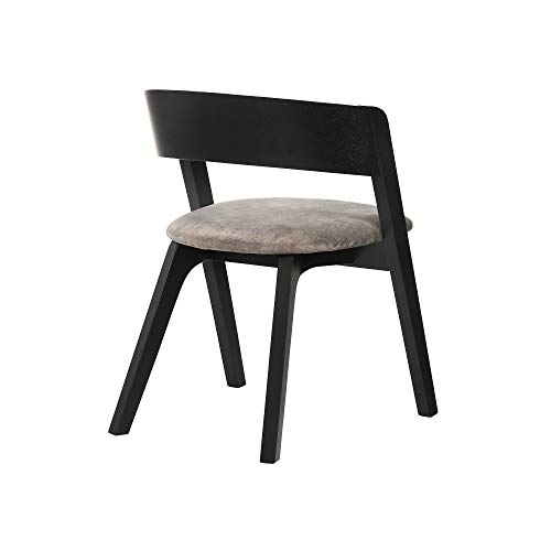 Armen Living Jackie Mid-Century Modern Dining Accent Chairs Finish Fabric-Set Of 2, 21" Wide, Black Ash/Brown #TOP5