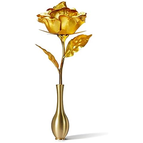 THYGIFTREE Forever Fathers Day Rose Gifts for Father,24k Gold Classic Artificial Flower Infinity Rose with Vase, Small Beautiful & Happy Unique Eternity Gifts for Women & Mom, Office Decor Cover