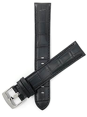Bandini XXXL Black Triple Extra Long Leather Watch Bands for Men Big Wrist 22mm, Alligator Pattern, Very Long Watch Band Strap for Smart Watch Band & Standard, XL Extra Large/Big Wrists