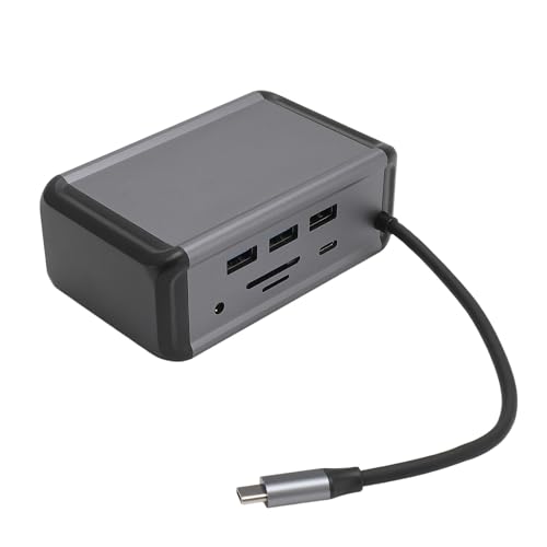 Estación de acoplamiento USB C 12 en 1 con carga PD, puerto RJ45 y salida VGA de aluminio