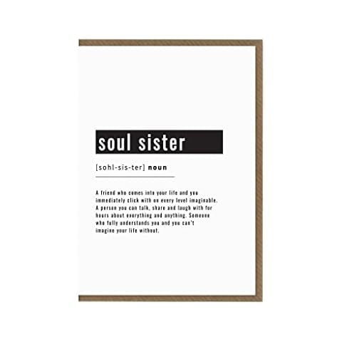 Soul Sister Definition Card | Birthday Gift | Friendship Greeting Card | Best Friend Card | Funny Humour Cover