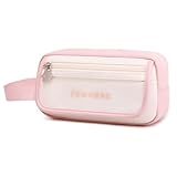 Tanou Estuche para lápices para niñas, Estuche grande de 3 compartimentos con diseño de moda, Bolso de papelería para adolescentes con asa para primaria y secundaria, Rosa.