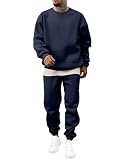 JMIERR Track Suits Set 2 Piece Airport Couple Outfits Long Sleeve Crew Neck Essentials Pants Sweatshirts Joggers Sweatpants Fall Tracksuit Sweatsuits Matching Lounge Sets, XL, Navy Blue