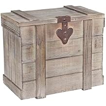 Household Essentials Decorative Trunk, Victorian Style, Aged-Wood Finish and Metal Accents, with Fully Opening Lid and Ring Handles
