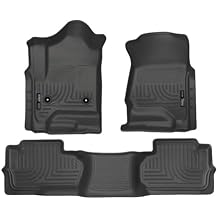 Husky Liners Weatherbeater Floor Mats | Fits 2014-2019 Chevrolet Silverado & GMC Sierra 1500 19 LD Only; 15-19 Silverado/Sierra 2500/3500 Dbl Cab Footwell Cvg | Front & 2nd Row, 3-pc Black - 98241