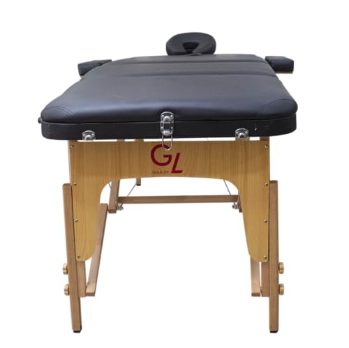 Maca Dobrável Madeira 350kg Estética Massagem Portátil Cor Preto - Gold - Modelo Top 1,90x70cm