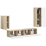 vidaXL Set Mobile TV 4 PCS Rovere Sonoma Legno Multistrato, Soluzioni per riporre, Mobile Galleggiante Moderno, mensola Rettangolare, organizzatore Multimedia per la casa