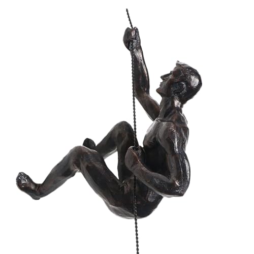 Teksome Figura decorativa de hombre escalador para pared, escultura de resina moderna...