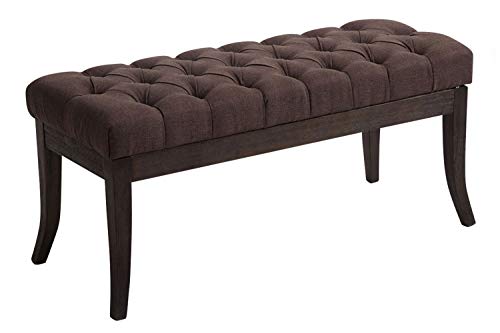 CLP Taburete Pie De Cama Ramses En Tela | Banqueta Altura De Asiento: 46 cm | Banco De Entrada con Base En Madera Oscura Antigua I Color: Marrón, 100 cm