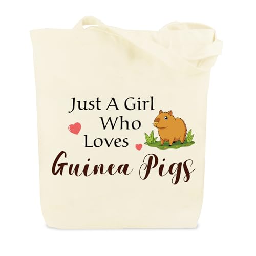 LSVGSAK Guinea Pig Gifts for Women Girl Canvas Tote Bag Birthday Christmas Animal Lover Guinea Pig Lovers Themed Gifts for Bestie Friend Daughter Wife Sister Girlfriend Shopping Reusable Grocery Bag