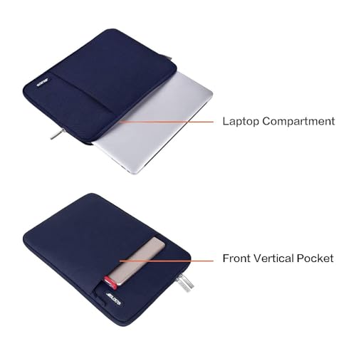 Image of MOSISO Laptop Case 14 inch, 14 inch Laptop Sleeve Compatible with HP Lenovo Dell ASUS Acer, HP Stream, Dell Latitude, Lenovo IdeaPad, Polyester Vertical Computer Sleeve Bag with Pocket, Navy Blue