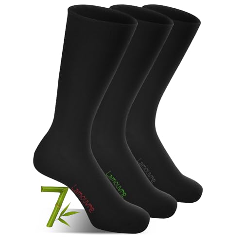 7 Pairs Bamboo Wool Cotton Crew Socks Black Business Dress Socks for Men and Women Super Soft And Breathable