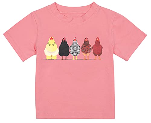 Vilove Chicken Farmer Toddler T-Shirt Cute Chicken Farm Cotton Boy Girl Clothes (Pink, 1-2T/Tag90, 1_Year) #TOP23