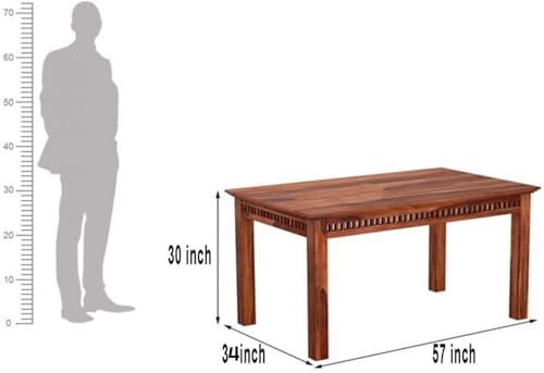 Image of Sheesham Wood 6 Seater Dining Table Only for Dining Room | Wooden Dining Table Only for Home & Kitchen | Solid Wood Dinner Table for Hotels & Restaurant (Honey Finish)