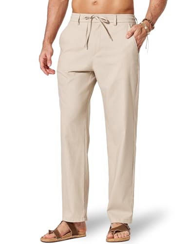 COOFANDY Men's Cotton Linen Pants Casual Drawstring Dress Pants Beach Summer Lightweight Trousers...