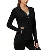 BLIBUNALA Sportjacke Damen Langarm Laufjacke Sportshirt Funktionsshirt Taschen Trainingsjacke Laufshirt Sport Oberteil Gym Yoga Tops Mit Reißverschluss Und Daumenloch Sportjacke Laufjacke Damen