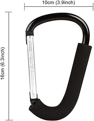 Miniatura 2 de Beilan 2 Piezas Gancho De Carro De Bebé, Buggy Mosquetones Universales Momia Clip, Ganchos Carrito Bebé, Multi-Propósito Pesado D-Ring Clip,16 10cm 6.3 3.9
