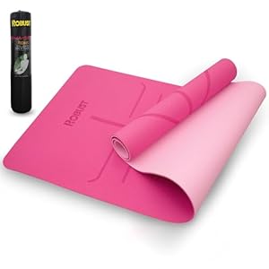 Robust TPE Non-Slip Yoga Mat-1/4 Inch Thick Exercise Mat with Position Lines- Workout Mat with Carrying Straps and Storage Bag- Gym Mat for Workout, Pilates and Exercises- Suitable for Men and Women