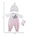 JC Toys | Berenguer Boutique | Baby Doll Outfit | Pink Striped Long Onesie with Headband, and Booties | Ages 2+ | Fits Dolls 14