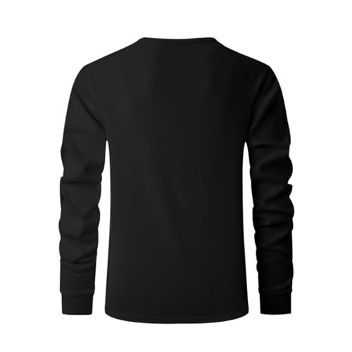 Men's Textured Crew Neck Button Down Raglan Sleeve T-Shirt Lightweight Waffle Henley Long Sleeve Pullover3