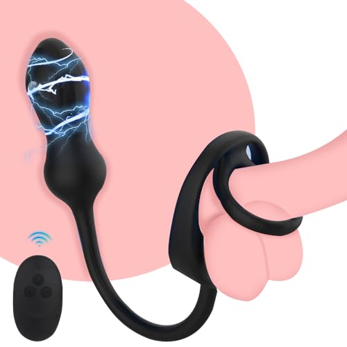 GKLWEJ Plug anale vibrante con anello per il pene, vibratore anale con 10 vibrazioni e 3 modalità di scossa elettrica, vibratori anali per uomini, stimolatore prostatico con telecomando