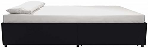 DHP Maven Upholstered Platform Bed for Raised Mattres Support with Underbed Storage Drawers, No Box Spring Needed, Queen, Black Faux Leather