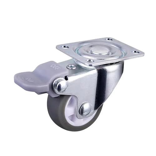 Roulettes en TPE gris de 25mm avec frein pour meuble lot de 5
