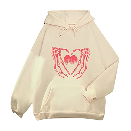 Toppar för kvinnor, enfärgad huvtröja, långärmad huvtröja, baströja, pullover, tröjor, långärmad tröja, casual huvtröja, enfärgad topp, tröja, normal passform, blus, Beige, L