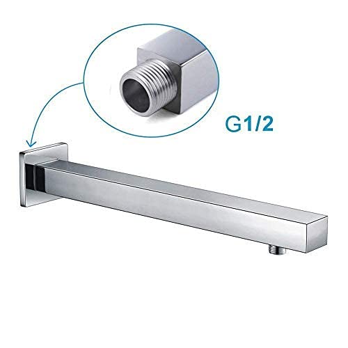 Image of TOSCH Stainless Steel 304 Square Premium Shower Arm for Overhead Showers with FLANGE (18 inches,Chrome Plated) (Square Shower Arm 18 Inch)
