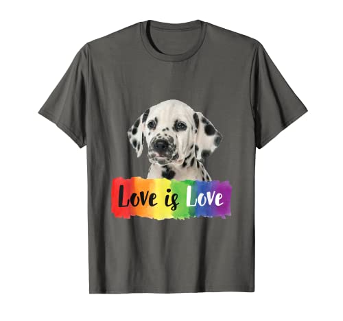 Love is Love Rainbow Dog Dálmata Camiseta