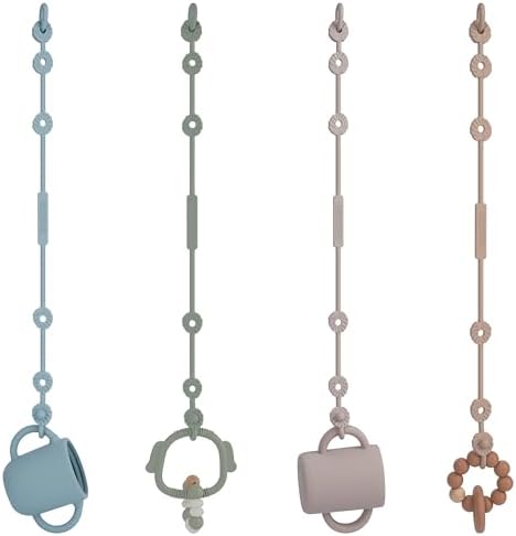 REOEWE Cup Catcher, Sicherheitsgurte Für Spielzeug | Lebensmittelqualität Silikon Trinkbecher Halteriemen Für Kinderwagen Hochstuhl Autositz Fechten, BPA-frei, 4er-Pack