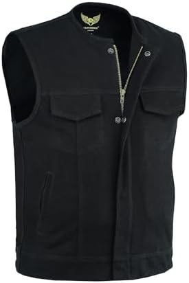 Produktbild von Motorradweste Mit Taschen Leatherick SOA Jeansweste Für Herren – Biker-Weste Mit Steppfutter & 8 Taschen Biker Club Weste