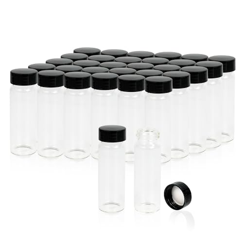 ALWSCI 1 oz Glass Vials with Black Caps, Pack of 100