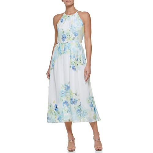 Image of DKNY Women's Halter Faux Wrap Midi Dress
