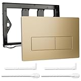 WC Drückerplatte, Kompatibel mit Geberit 01/20/21/30/40/50, UP300 & UP320 Serien Betätigungsplatten, Doppelspülung, ausgestattet mit Spülhebel-Set und Einbaurahmen (Gold)