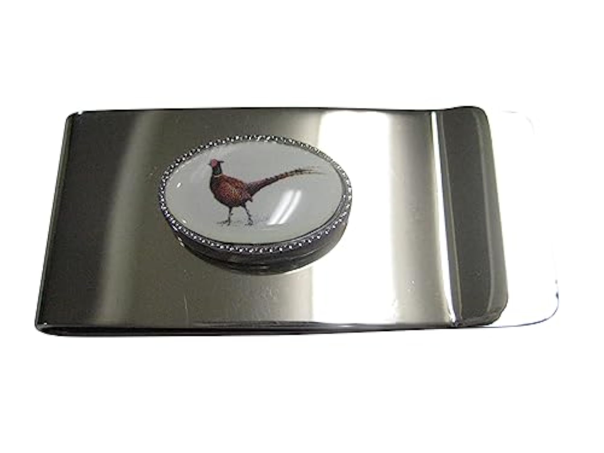 Colorful Pheasant Bird Oval Money Clip, Unique Gift