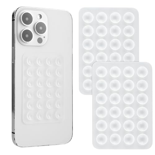 WY LIGHTING LEVEL Lot de 2 supports adhésifs en silicone pour téléphone portable, support de miroir pour selfies et vidéos (blanc)