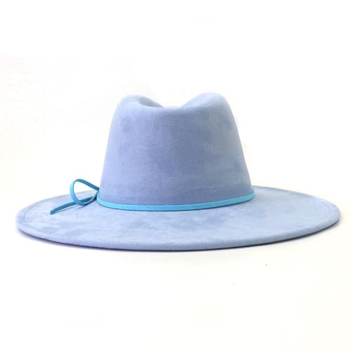 Image of Fedora Hats for Women Man with Big Wide Brim Classic Suede Panama Hat Western Outdoor hat