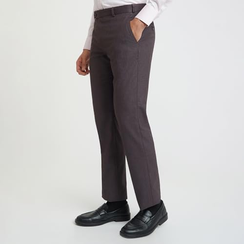Image of Park Avenue Men's Regular Fit Mid Rise Solid Pattern Poly Viscose Blend Flat Front Formal Trouser