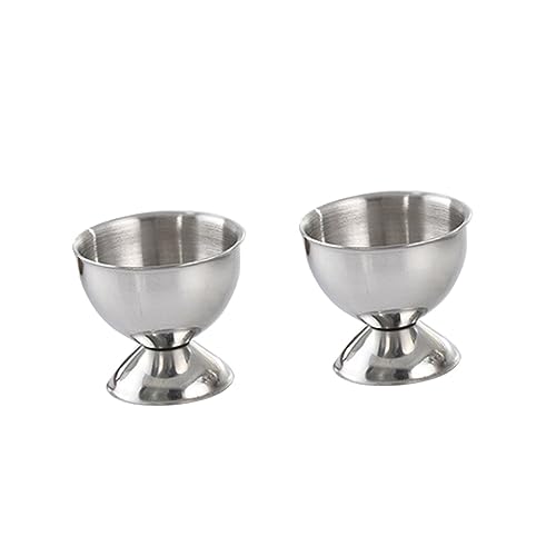 GRIRIW 2pcs Stainless Steel Egg Cup Egg Holder Cup Egg Cups Plate Egg Display Stand Egg Holder for Fridge Portable Egg Holder Dippy Egg Holder Mini Beer Mugs Boiled Egg Cup Holder Eggs