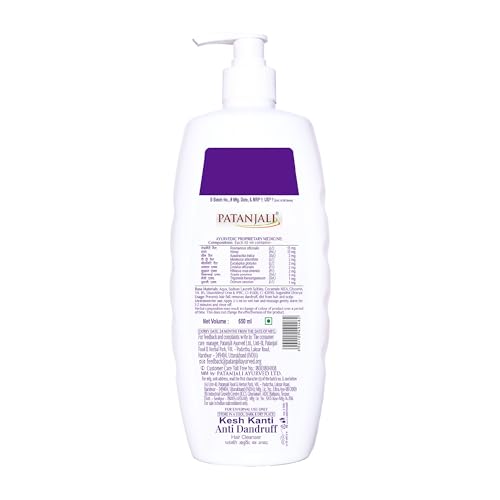 Image of Patanjali Kesh Kanti Anti-Dandruff Hair Cleanser 650 Ml, Natural Shampoo For Dandruff & Hairfall, Scalp Cleansers for Men and Women, All Hair Types