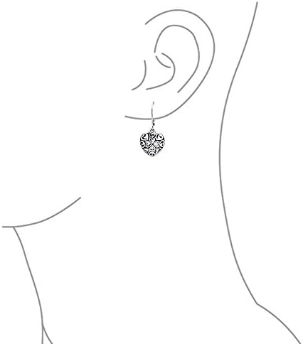 Open Lightweight Clover Flower Filigree Multi Heart Shape Puff Hearts Drop Dangle Earrings For Women Teens Oxidized 925 Sterling Silver Leverback