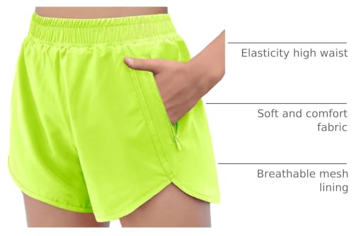 Image of Zaclotre Girls Athletic Shorts with Zipper Pockets High Waisted Running Shorts Soccer Gym Sports Active Short for Kids