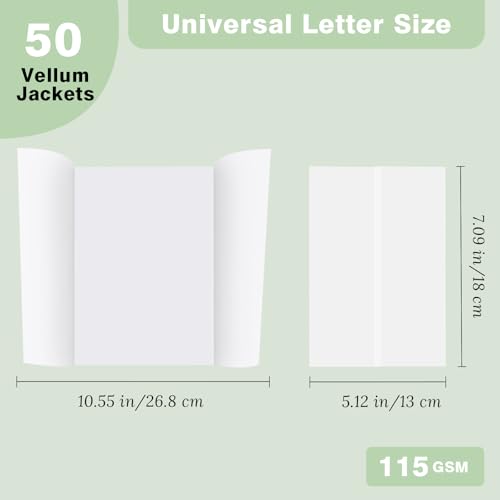 JAGERGREEN 50 Stück Pergamentpapier für Einladungen, 13x18 cm Pergamenthüllen A7 Vorgefaltet, 115 GSM Transparente Briefumschläge B6 für Hochzeiteinladungen, Geburtstag, Babypartys,Grußkartenhüllen